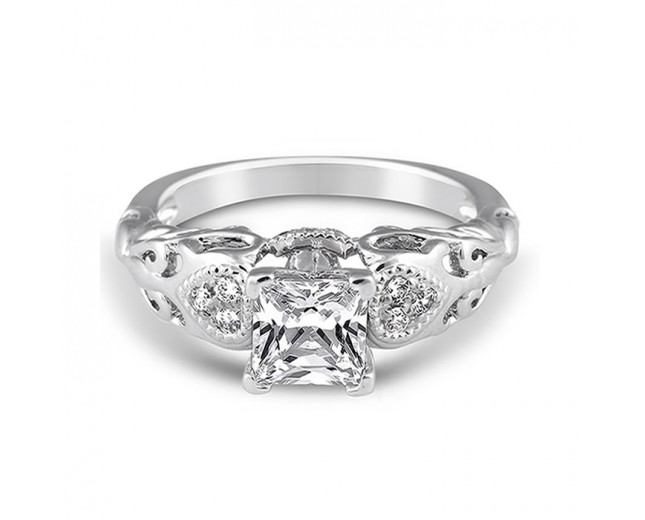 14K White Gold Vintage Inspired Solitaire Engagement Ring