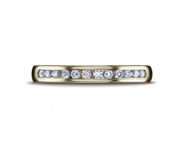 18K Yellow Gold 3mm High Polished Channel Set 12-Stone Diamond Wedding Ring