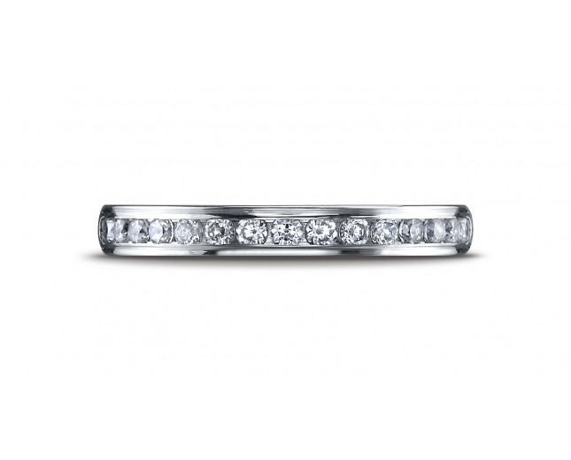 14k White Gold 3mm High Polished Channel Set 16-Stone Diamond Ring (.32ct)