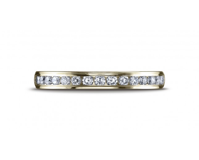 14k YELLOW GOLD 3mm High Polished Channel Set 16-Stone Diamond Ring (.32ct)
