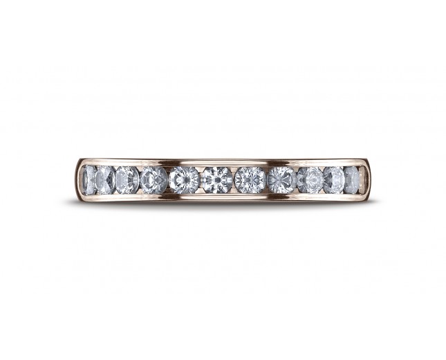 14k ROSE GOLD 3mm High Polished Channel Set 12-Stone Diamond Ring (.48ct)