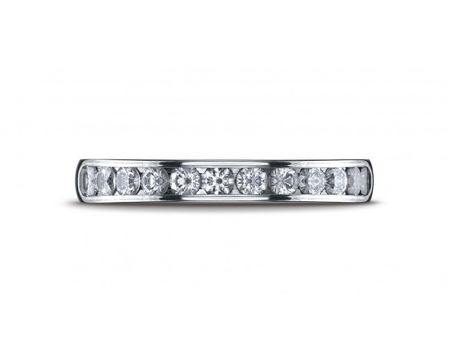 14k White Gold 3mm High Polished Channel Set 12-Stone Diamond Ring (.48ct)