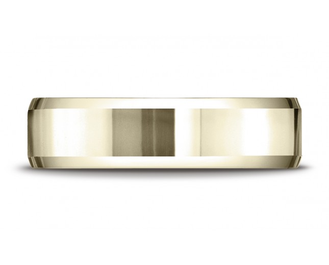 14k Yellow Gold Men's Wedding Ring 6mm Comfort-Fit High Polished Carved Design Band