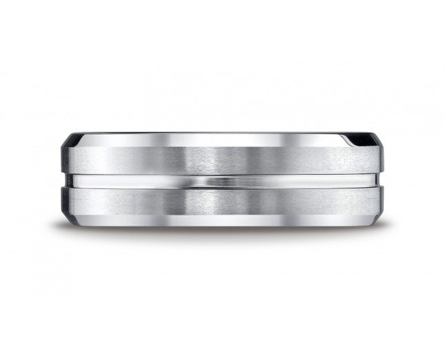 Cobaltchrome™ 7mm Comfort-Fit Satin-Finished Beveled Edge Design Ring 