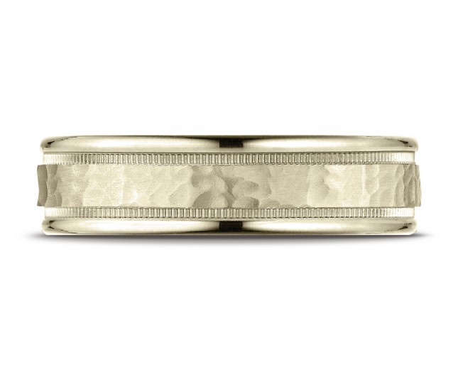 14k Rose Gold 6mm Comfort-Fit High Polished Squared Edge Carved Design Band