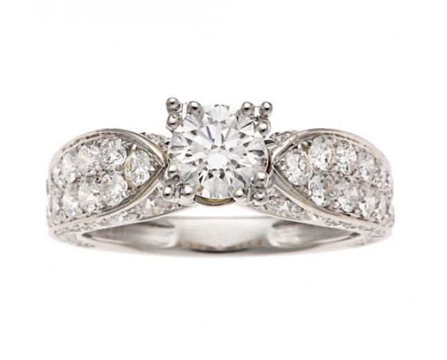 18k White Gold Round Brilliant Cut Diamond Engagement Ring
