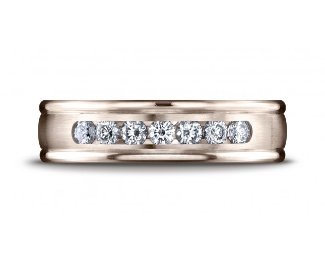  14k Rose Gold 6mm Comfort-Fit Channel Set 7-Stone Diamond Eternity Ring (Wed_Ring_Diamond)