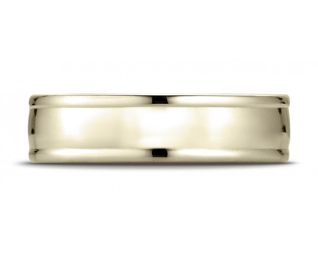 18k Yellow Gold Men's Wedding Ring 6mm Comfort-Fit  high polish finish round edge Design band