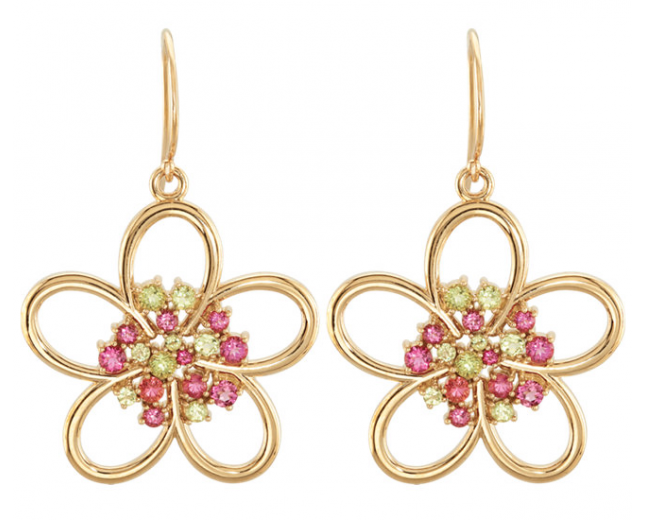 14K Yellow Gold Floral Earrings