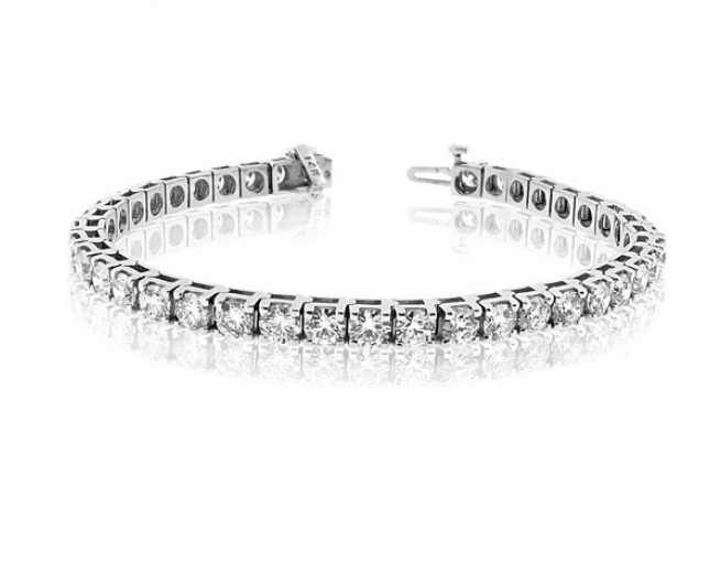 14k White Gold  Round Diamond Tennis Bracelet 
