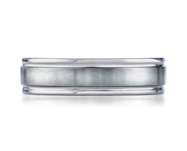 Titanium 6mm Comfort-Fit Satin-Finished Round Edge Design Ring 