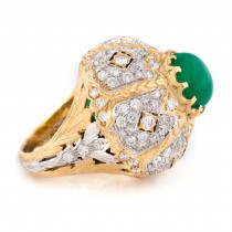 Adelaide Emerald and Diamond Ring in 18K Yellow and White Gold