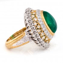 Richenza Emerald and Diamond Ring in 18K Yellow and White Gold