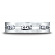 18k White Gold 6mm Comfort-Fit Etched Channel Set 9-Stone Diamond  Ring (.18ct)