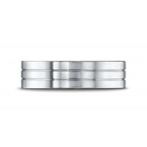 14k White Gold 6mm Comfort-Fit Satin-Finished with Parallel Center Cuts Carved Design Band