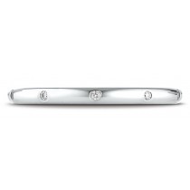 14k White Gold 2mm  Comfort-Fit Burnish Set 8-Stone Diamond Eternity Ring (.10ct)