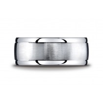 Argentium Silver 9mm Comfort-Fit Satin-Finished High Polished Round Edge Design Band