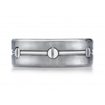Titanium 8mm Comfort-Fit Satin-Finished Screw-Design Ring