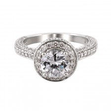 18K White Gold Tiered Halo Diamond Engagement Ring
