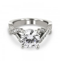 18K White Gold Intertwined Pave Diamond Engagement Ring