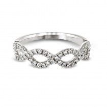 18K White Gold Infinity Twist Pave Set Round Diamond Wedding Ring 