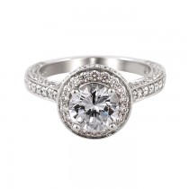 18K White Gold Tiered Halo Diamond Engagement Ring