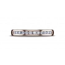 14k Rose GOLD 3mm High Polished Channel Set 12-Stone Diamond Ring 