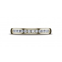 14k YELLOW GOLD 3mm High Polished Channel Set 12-Stone Diamond Ring 