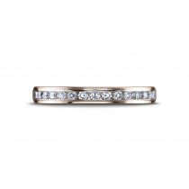14k ROSE GOLD 3mm High Polished Channel Set 16-Stone Diamond Ring (.32ct)