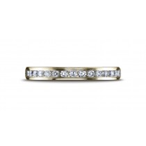 14k YELLOW GOLD 3mm High Polished Channel Set 16-Stone Diamond Ring (.32ct)