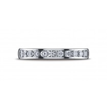 14k White Gold 3mm High Polished Channel Set 12-Stone Diamond Ring (.48ct)