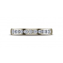 14k YELLOW GOLD 3mm High Polished Channel Set 12-Stone Diamond Ring (.48ct)