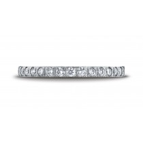 18k White Gold Pave Set Round Diamond 2 mm Eternity Wedding Ring