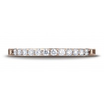 14k Rose Gold 2mm high polish Shared Prong 12 Stone Diamond Ring (.24)