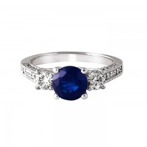 14k White Gold Sapphire and Diamond Engagement Ring