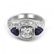 14K White Gold Alexandra Three Stone Engagement Ring