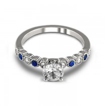 14K White Gold Anastasia Engagement Sapphire and Diamond Ring