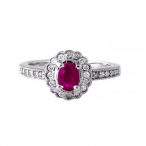 14k White Gold Ruby and Diamond Fashion Ring