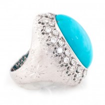 Gisela Turquoise and Diamond Ring in 18K White Gold
