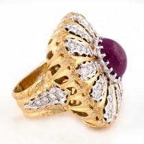 Francesca Ruby and Diamond Ring in 18K Yellow and White Gold