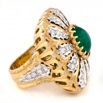 Angelica Emerald and Diamond Ring in 18K Yellow and White Gold