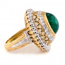 Bella Emerald and Diamond Ring in 18K Yellow and White Gold