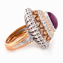 Lorenza Ruby and Diamond Ring in 18K Yellow and White Gold