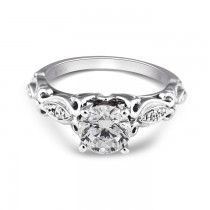14K White Gold Vintage Inspired Solitaire Engagement Ring