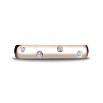 14k Rose Gold 4mm Comfort-Fit Burnish Set 12-Stone Diamond Eternity Ring