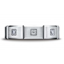 14k White Gold 6mm Comfort-Fit Burnish Set 6-Stone Diamond Eternity Ring (.32ct) (Wed_Ring_Diamond)