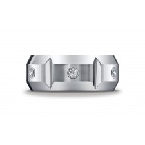 Cobaltchrome™ 10mm Comfort-Fit 3-Stone Diamond Design Ring 