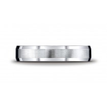 Argentium Silver 5mm Comfort-Fit Satin-Finished Beveled Edge Design Band 