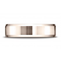 14k Rose Gold 6mm Comfort-Fit High Polished Carved Design Band