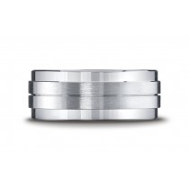 Argentium Silver 9mm Comfort-Fit Satin-Finished with Center Cut Design Band 